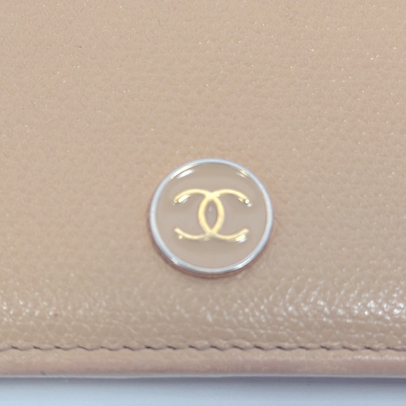 Authentic CHANEL COCO Mark Bi-fold Long Wallet- Beige